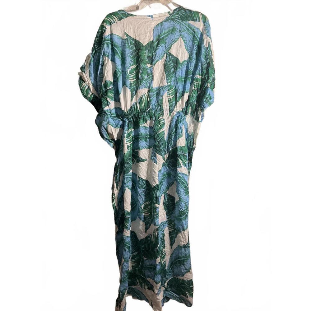 True Destinations Tropical Print Kaftan Dress with Tie Large - Picture 9 of 10